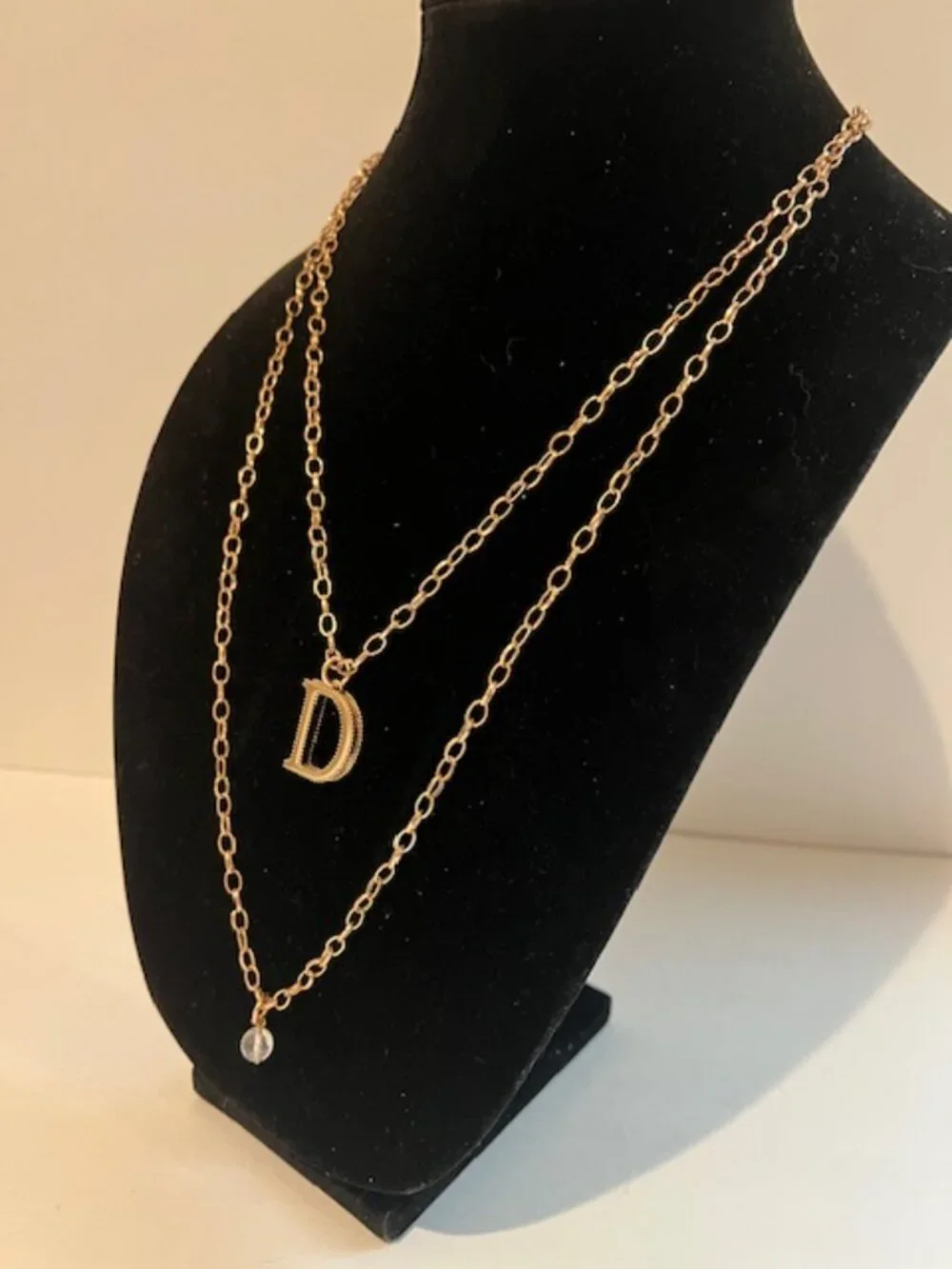 Katia Designs "Original Light Necklace" Initial "D" layered gold. NNW - Picture 2 of 3